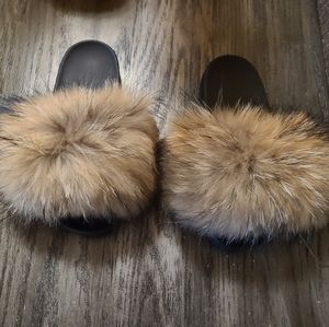 Real fur slides